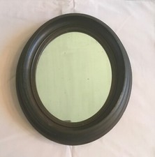 Antique Dark Wood Oval Mirror