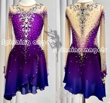 Ice Skating Adult Figure skating Dress Gymnastics Costume purple dyeing