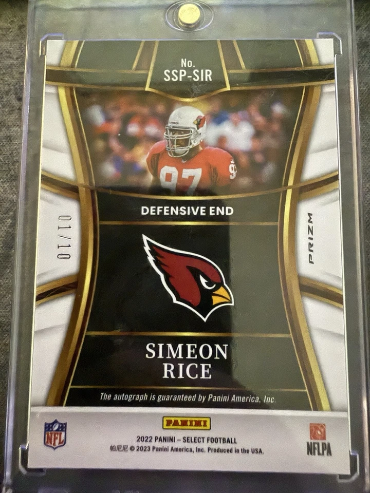2022 Select Simeon Rice Autograph Gold 1/10 First On Print - Image 2 of 2