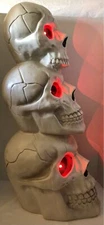 Vintage Seasons Halloween 28" Stacked Skulls led Blinking Lights Animated voice