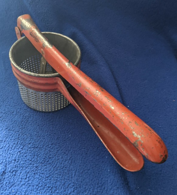 Vintage Metal Red Handle Potato Ricer Smasher, Kitchen Tool eBay