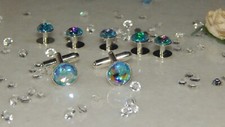 S/P 10mm Cufflinks & 8mm Shirt Studs & Pale Blue Ab Resin Stones-Tuxedo-Wedding