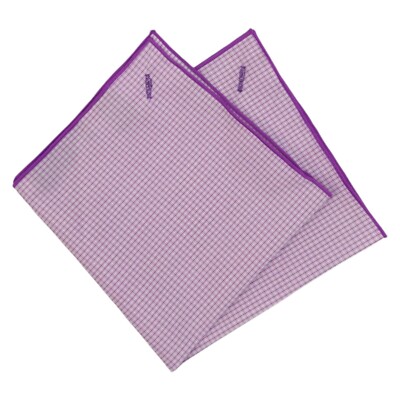 ALARA Mens Handkerchief Pocket Square Lavender Purple Check Cotton Hanky 12.5''