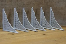 6 Cast Iron Brackets Small Distressed White Shelf Corbels for Rustic Décor