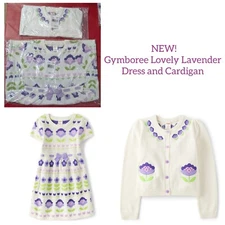 Gymboree LOVELY LAVENDER Girls 7 Lot Purple Sweater Dress and Cardigan NEW