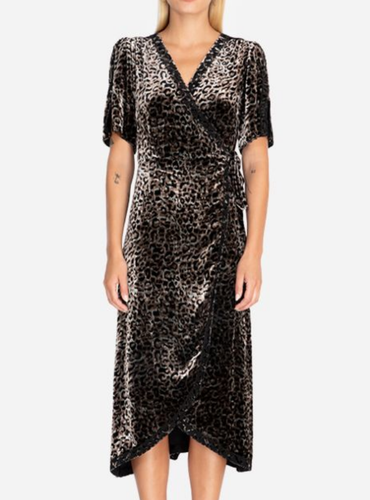 Johnny Was Leopard Velvet Wrap Dress XS 