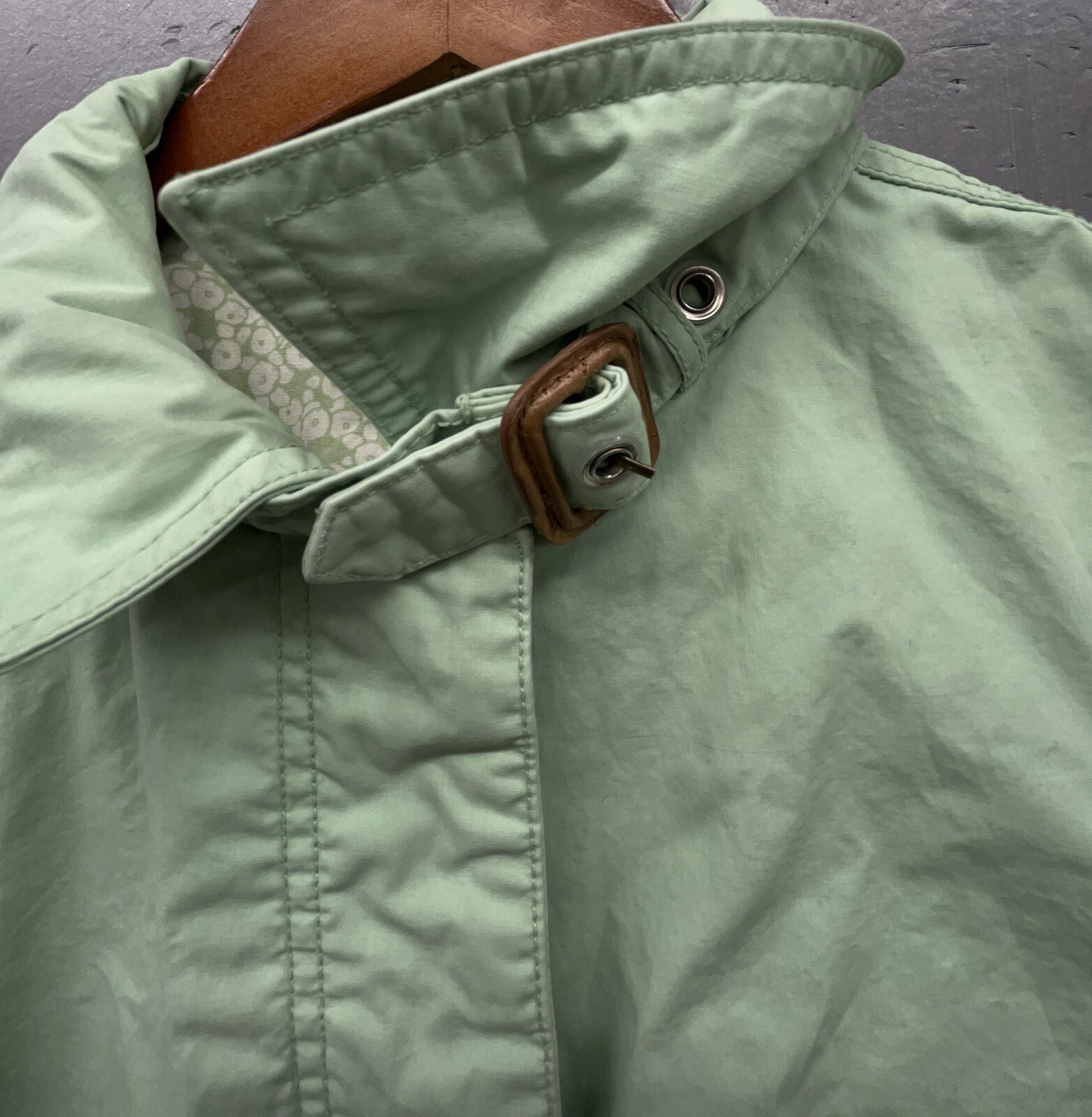 Gap Rain Trench Coat Women M Green Cotton Pockets Lined Preppy Old Money Jacket