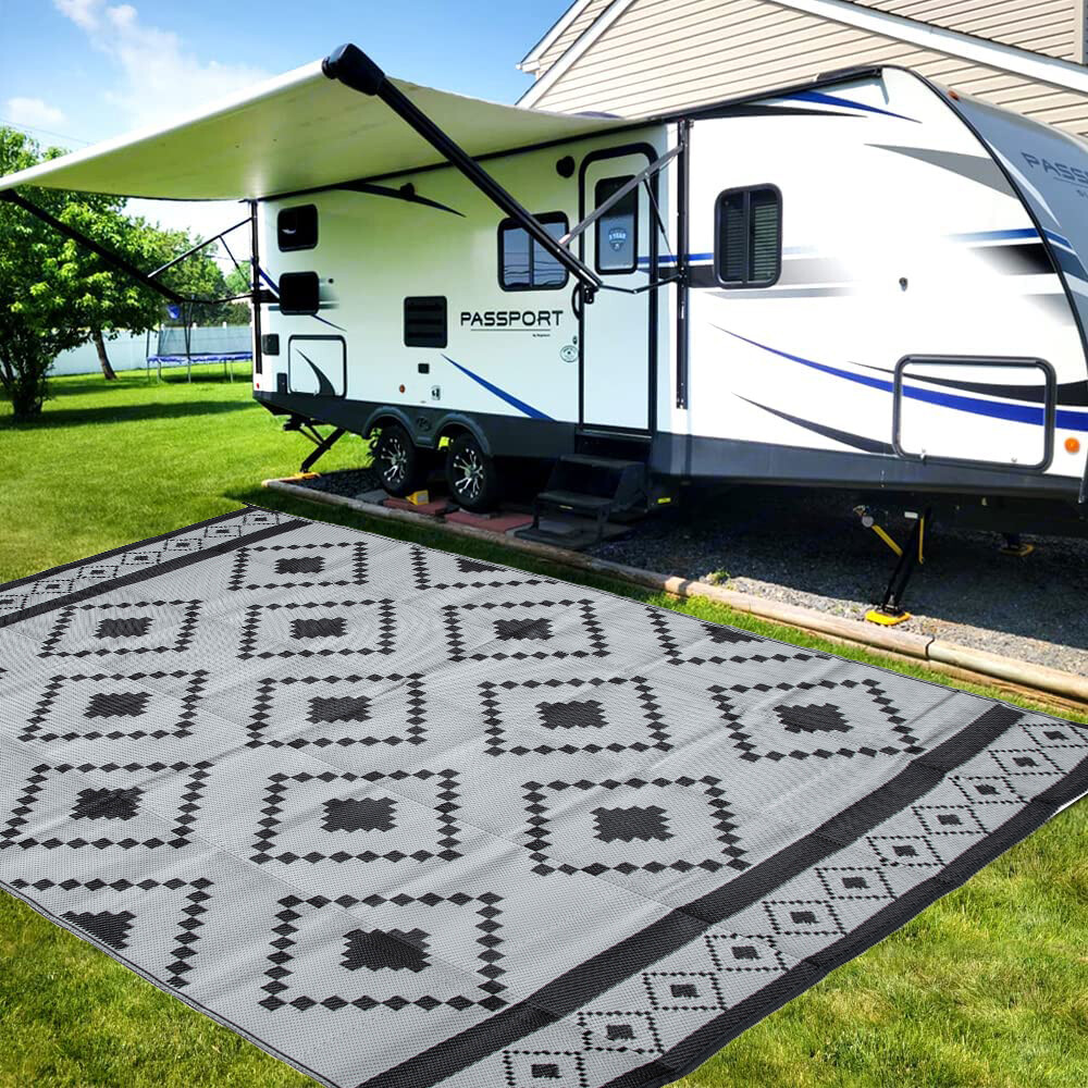 Patio Mats 6x9 & 9x12 ft Outdoor Patio Deck RV Reversible Rug Indoor