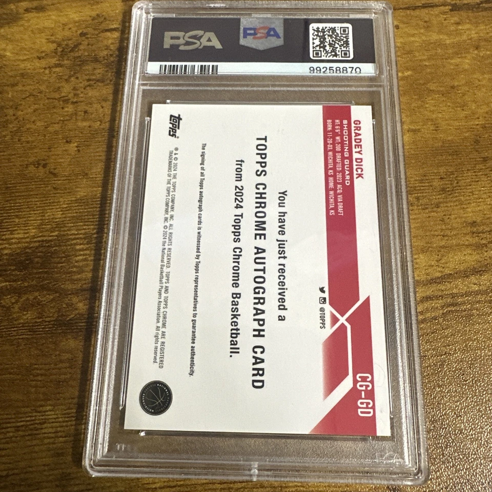 2023-24 Topps Chrome #CG-GD Gradey Dick Autographs PSA 10 - Image 2 of 4