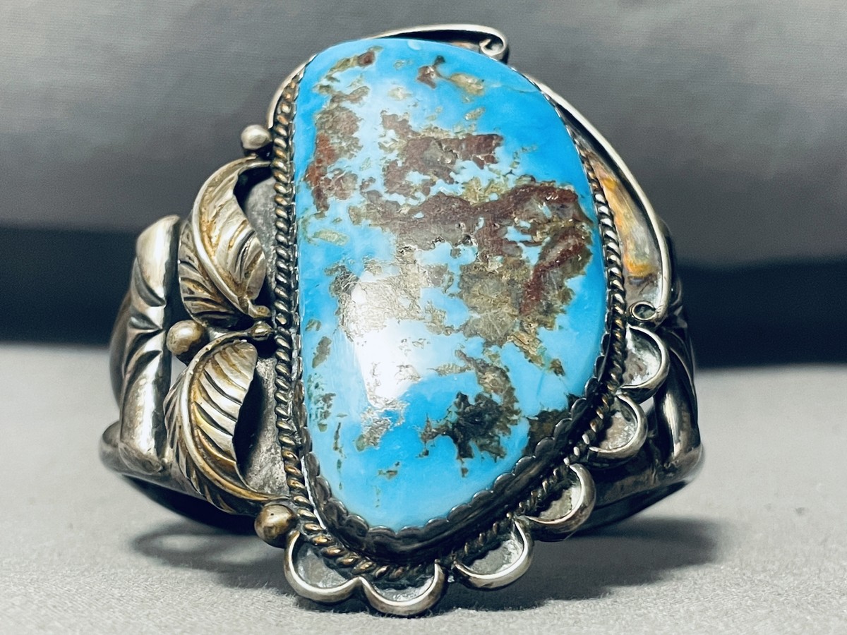 Old Deposit Kingman Turquoise Vintage Native American Navajo Sterling Silver Ring Old Deposit Kingman Turquoise Vintage Native American Navajo Sterling Silver Ring