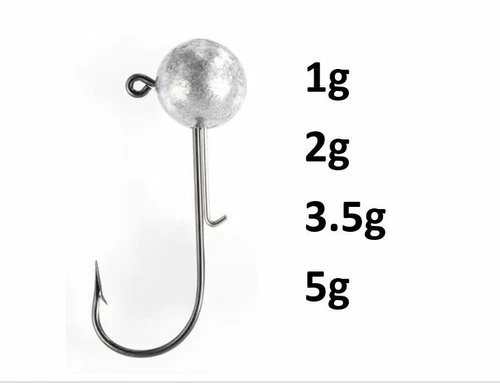 5 pack x  Ball Jig Head Lure Hook Lead LRF canal predator 1g, 2g, 3.5g, 5g