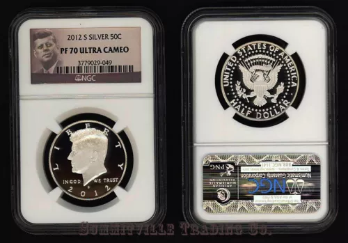 2012-S SILVER 50 CENT KENNEDY NGC PF70 ULTRA CAMEO GEM PROOF; PORTRAIT LABEL