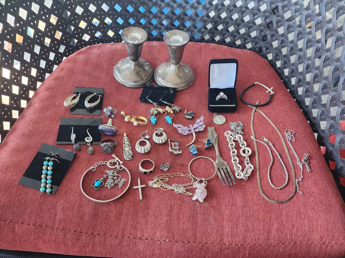VINTAGE STERLING SILVER JEWELRY SCRAP MORE THAN 200 GRAMS PRE OWNED K1