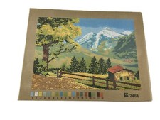Unbranded Needlepoint Tapestry Canvas Home Fall Mountain 16in By 12in 10 Count