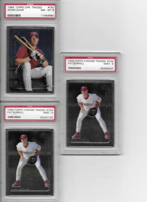1999 TOPPS CHROME TRADED PAT BURRELL 2 PSA 9 T44 &  ADAM DUNN #T50 PSA 9