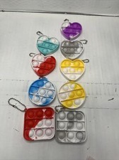pop it fidget toy Keychain Size 9 Pcs Square Heart Circle