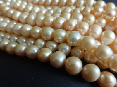 Beautiful 10-11mm Freshwater Peach Potato Cultured Pearls Beads, UK Seller (FP5) - Image 1 of 3