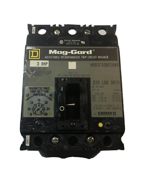 Square D Mag-Gard N2600311M 3A 600V 3P Circuit Breaker   Adjustable Trip   Used