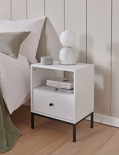 White Bedside End Table Cabinet - Picture 3 of 9