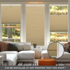 New No Screw Install Energy Efficient Blackout Beige Cellular Blinds Honeycomb