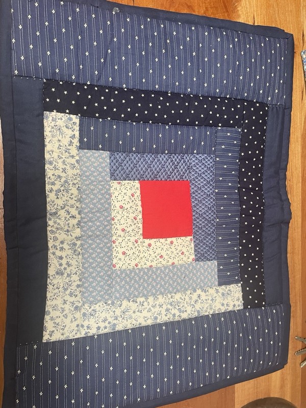 Handmade Quilted Patchwork Placemats Set of 4 Blue Hand Quilted 14x18” Reversibl