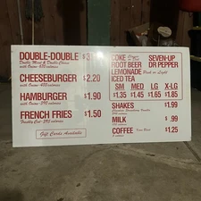 In N Out Burger Metal Menu Sign - vintage Early 2000s 43” X 24” #3