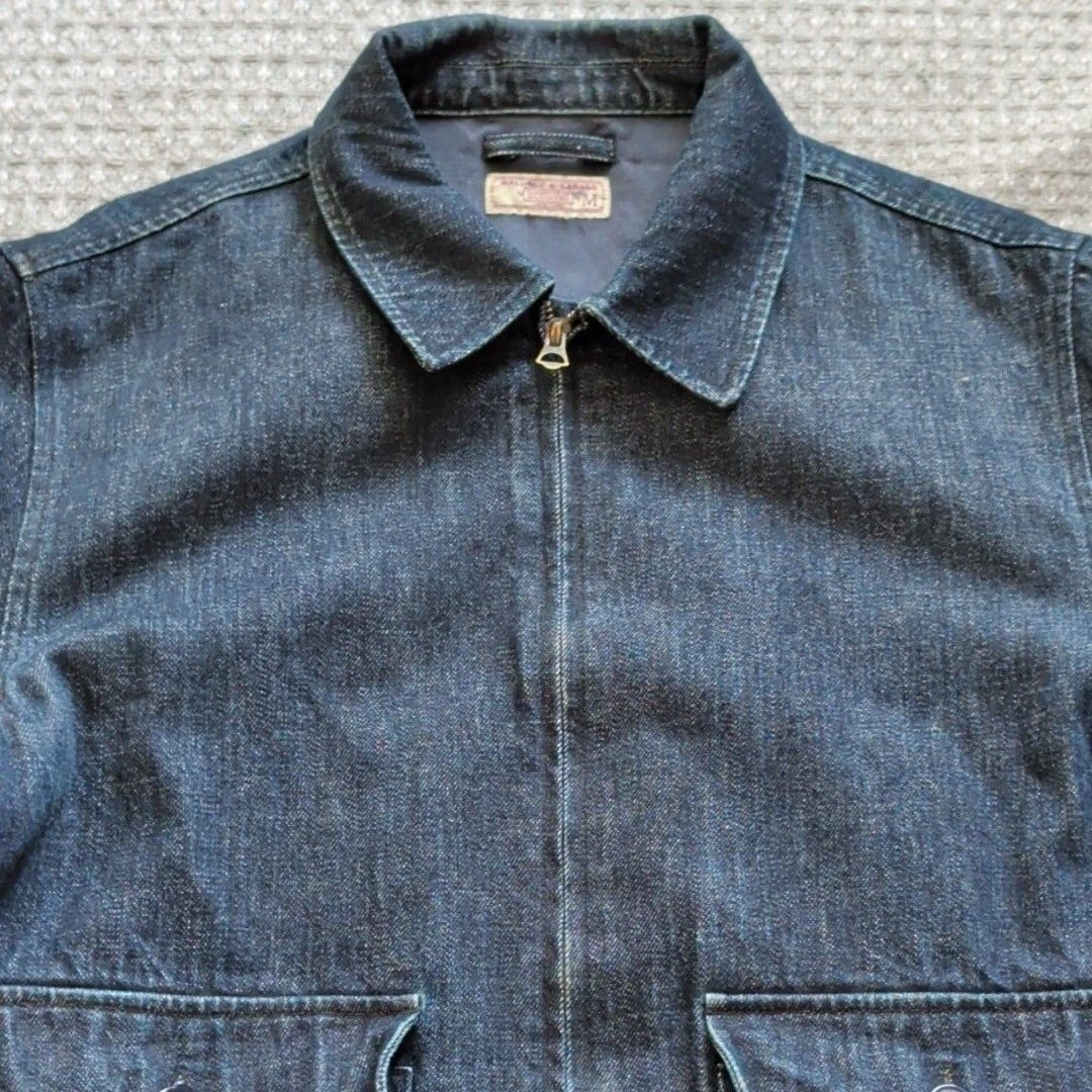 Wallace & Barnes Jacket Mens Medium Blue Denim Bomber Full Zip Lined Workwear - product detail image 2