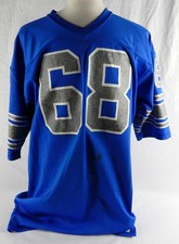 1976-79 Detroit Lions #68 Game Used Blue Jersey Name Plate Rem 50 119