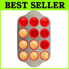 Steel Frame Muffin Pan - Non-Stick Silicone for Easy Pop