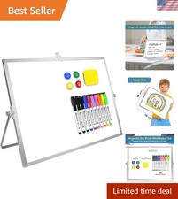 16x12 Inch Double-Sided Magnetic Dry Erase Whiteboard with Stand  Markers