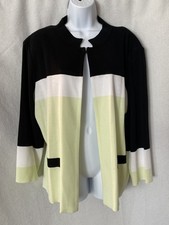 Ming Wang Color Block Knit Cardigan Jacket Bl...
