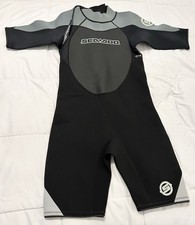Sea-Doo Shorty Wetsuit Mens M Black Gray 4-Way Flex Neoprene Jet Ski Swim Surf