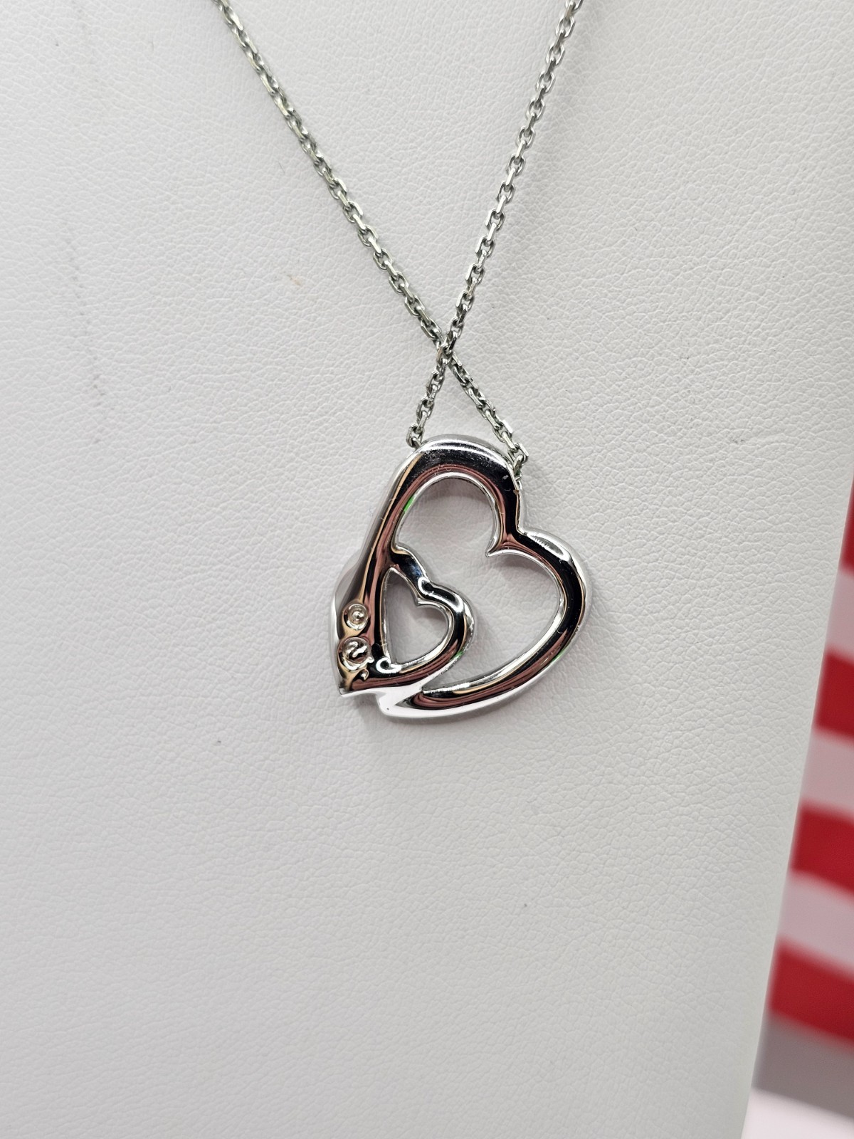 Swarovski Signed Interlocking double Heart Pendan… - image 5