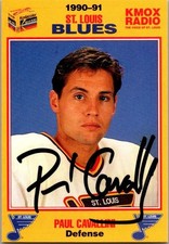 1990-91 KODAK KMOX ST. LOUIS BLUES PAUL CAVALLINI SIGNED AUTOGRAPHED CARD