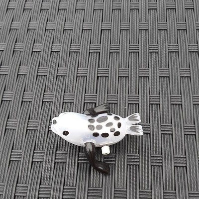 Vintage TOMY Wind-Up Bath Toy Seal Pup Clear Black Spots Swimming Water Toy