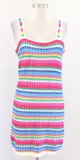 NWT Gap Colorful Rainbow Striped Crochet Knit Dress Size S Summer Festival Mini