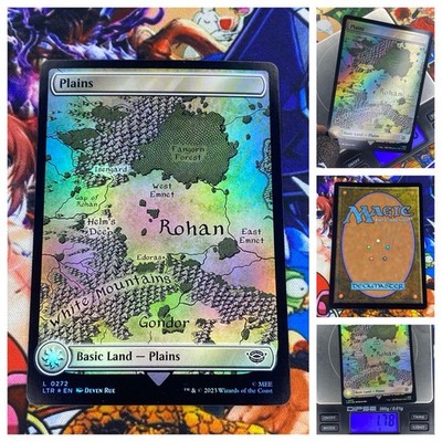 MTG Plains V.3   Nm Full Art Map Land FOIL Lord of the Rings : TOME OG
