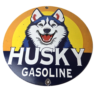 #ad Vintage Husky Gasoline Sign Gas Service Pump Porcelain Sign $129.37