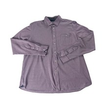 Ted Baker London Mens Purple Pique Knit Button Down Shirt Size 6 XXL Long Sleeve