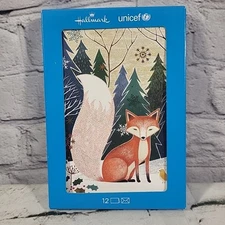 Hallmark Unicef Wildlife Christmas Cards Boxed Fox Set Of 12 With Envelopes New