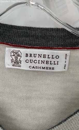 Brunello Cucinelli Italy Gray Cashmere Blend Pullover Mens Sweater Size 54 - Picture 3 of 7
