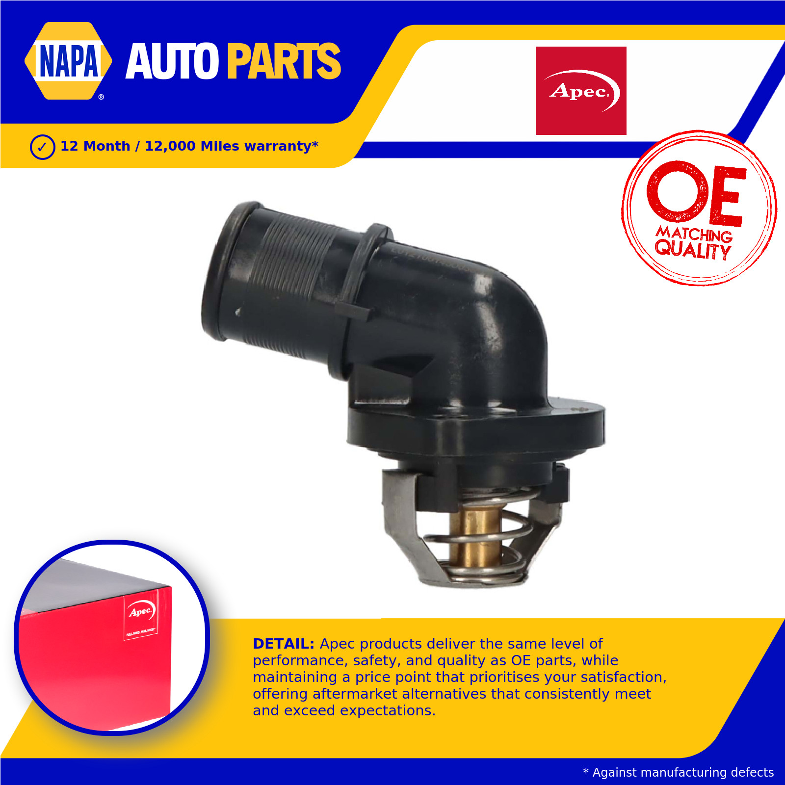Coolant Thermostat fits PEUGEOT 306 1.6 93 to 02 1336N1 1336Q2 Apec Quality New