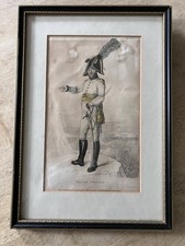 MAJOR MULLER Antique 1809 Georgian Era Copper Plate Coloured Engraving FRAMED
