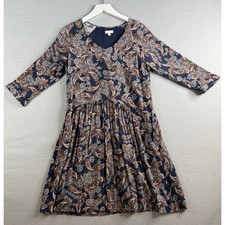 Garnet Hill Paisley Boho Dress Sz 4 Fits S M Pockets Oversized Casual Feminine