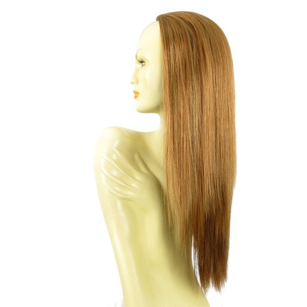 Demi-perruque lisse 60cm blond foncé cuivré g27, idéale pour vos soirées glamour