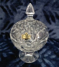 Zajecar Kristall Bonboniere mit Deckel und Original Etikett Made in Yugoslavia