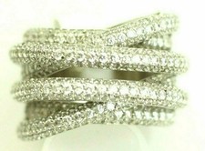 Classy 6 band Ring 320 stone Cubic Zirconia Sterling Silver size 6