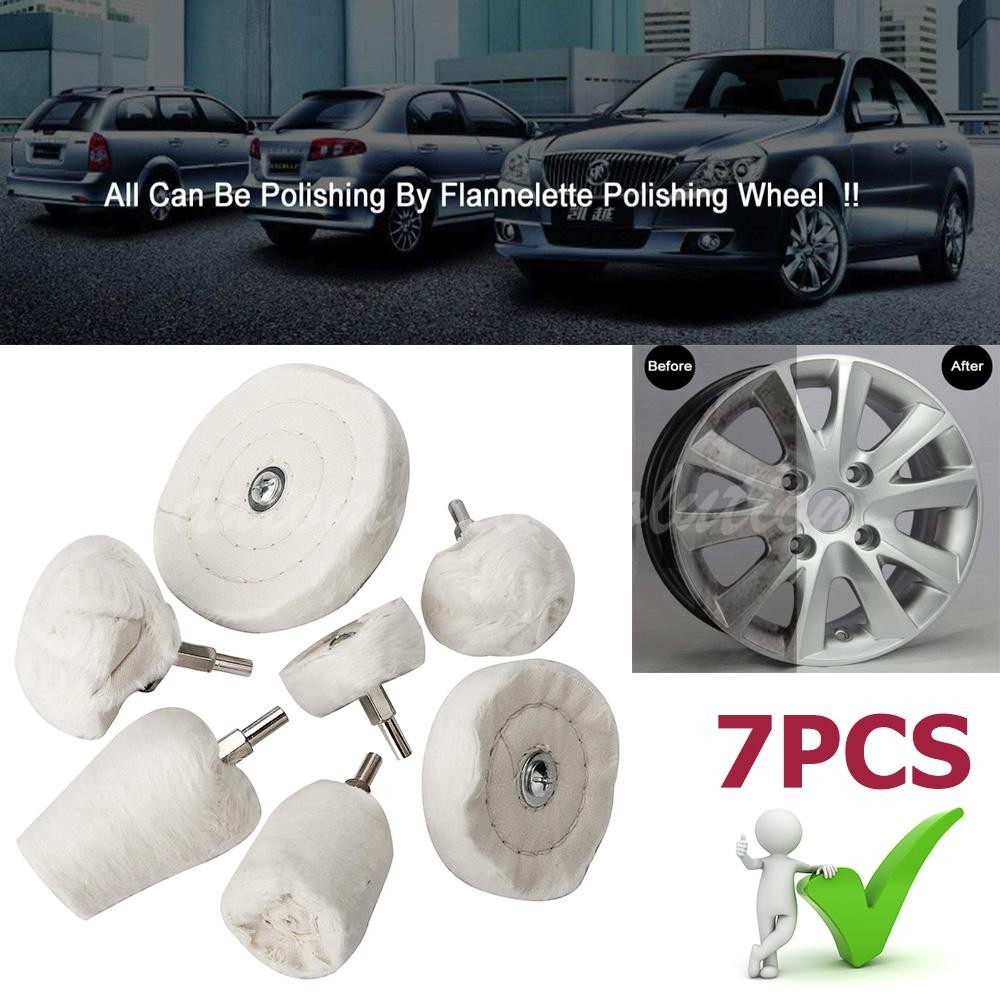 7PCS Cotton Buffing Wheel Kit for Drill Rotary Tool Aluminum Metal Polishing Pad