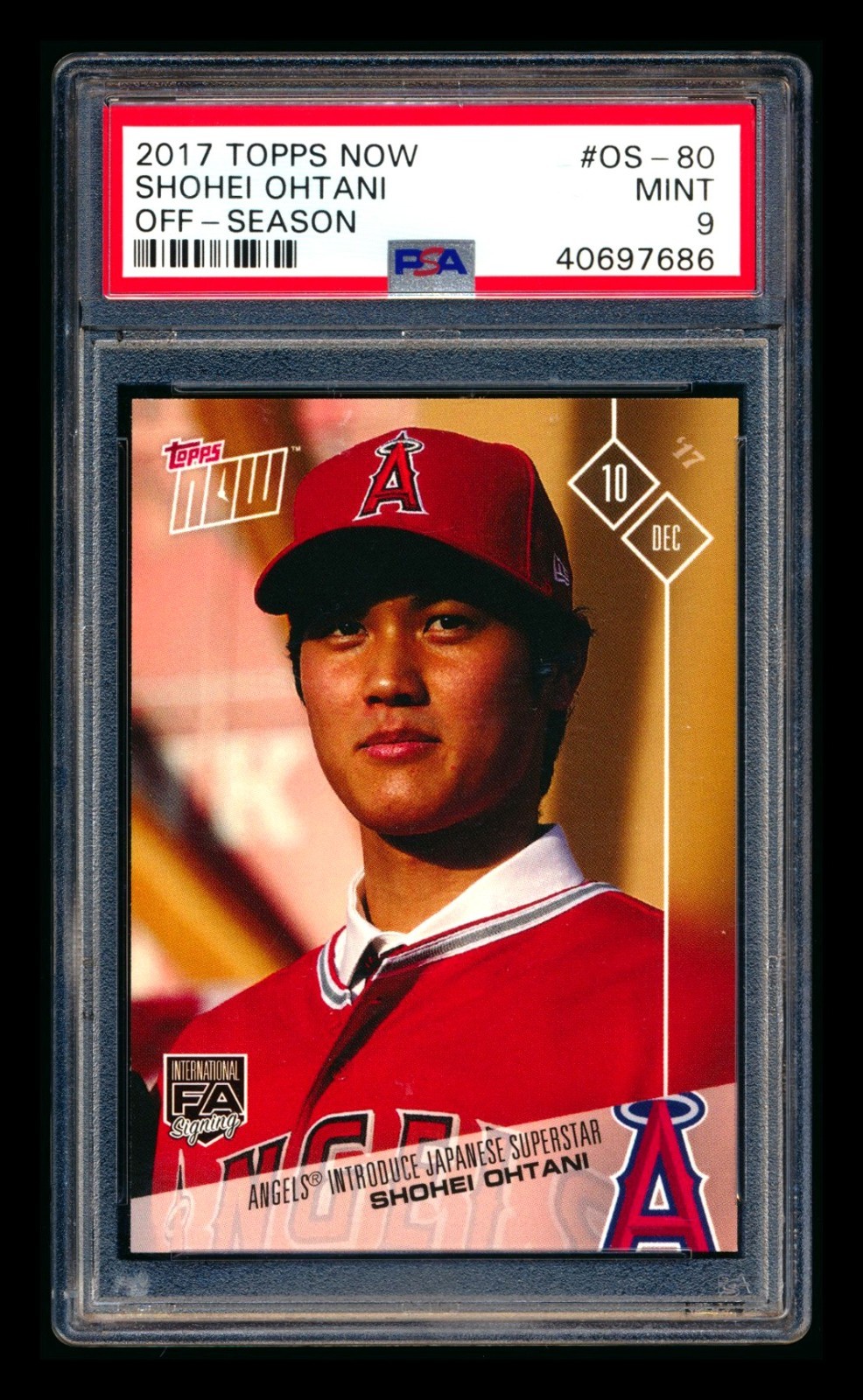 2017 TOPPS NOW OFF-SEASON #OS-80 SHOHEI OHTANI RC ANGELS DODGERS ROOKIE PSA 9!