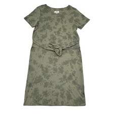 PACT Dress Size Medium Green Shirt Tie Front Short Sleeve Stretch Organic